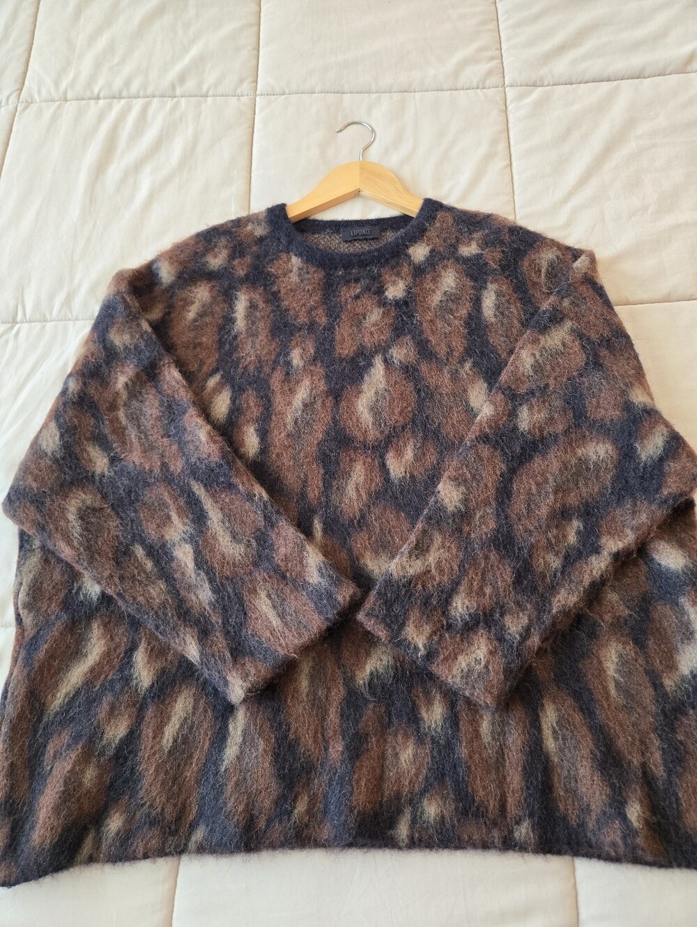 LAPOINTE Oversized Leopard Jacquard Crewneck Sweater XS / S Mohair Alpaca - Picture 9 of 11